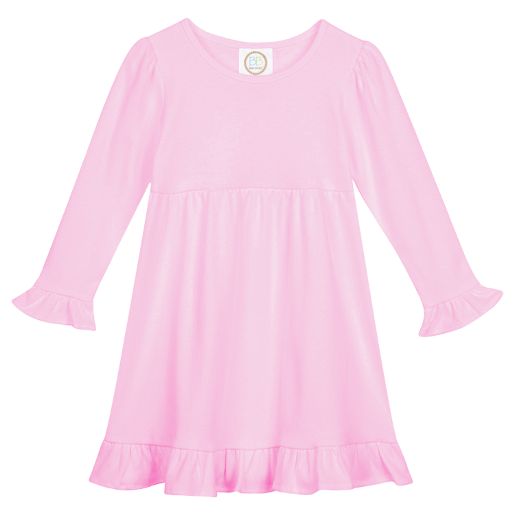 Girls Long Sleeve Empire Waist Ruffle Dress