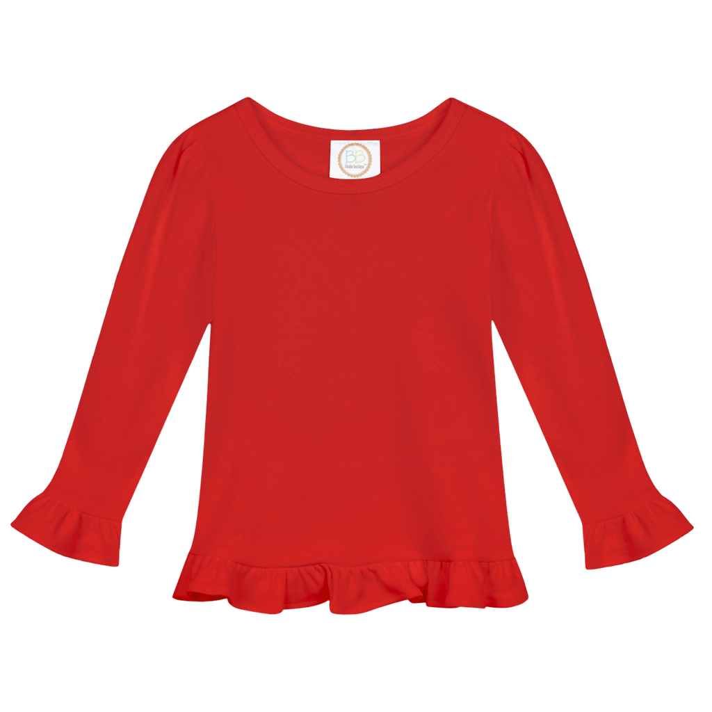 Girls Long Sleeve Ruffle T-Shirt