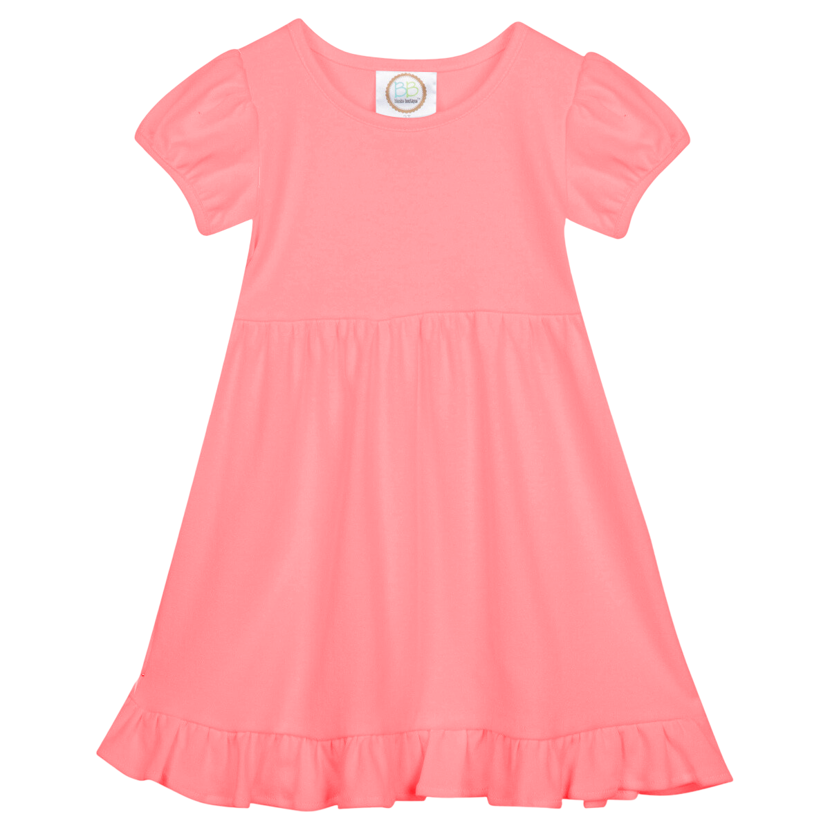 Girls Short Sleeve Empire Waist Ruffle Dress