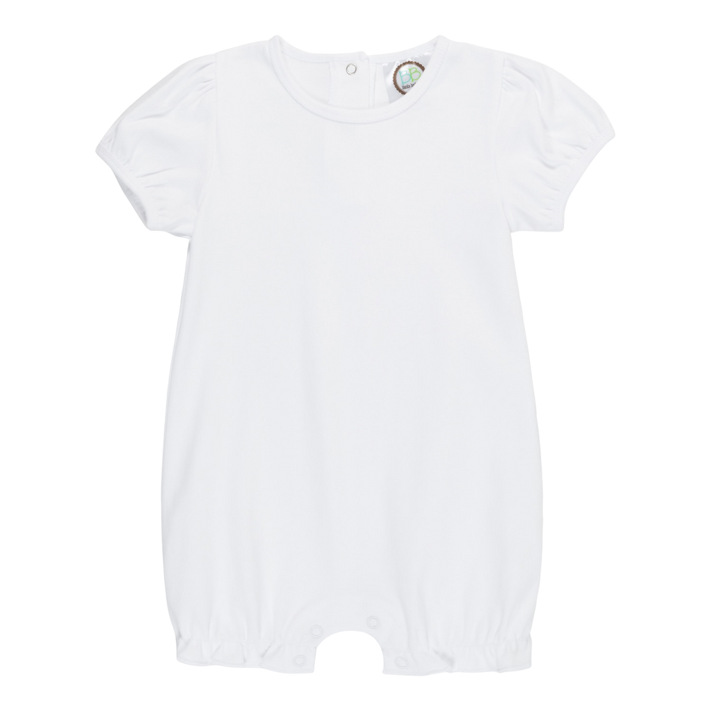 Girls Puff Sleeved Ruffle Leg Romper