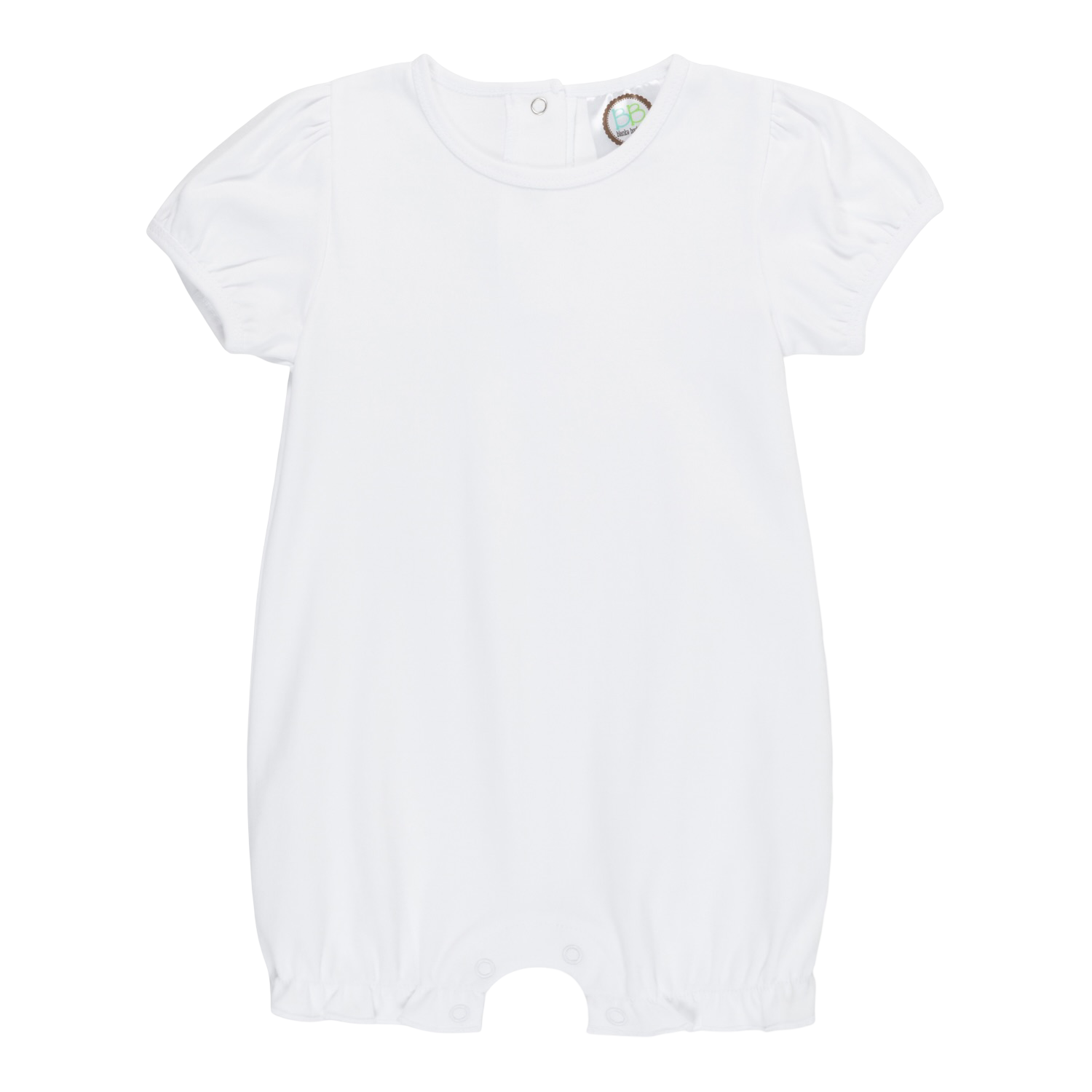 Girls Puff Sleeved Ruffle Leg Romper