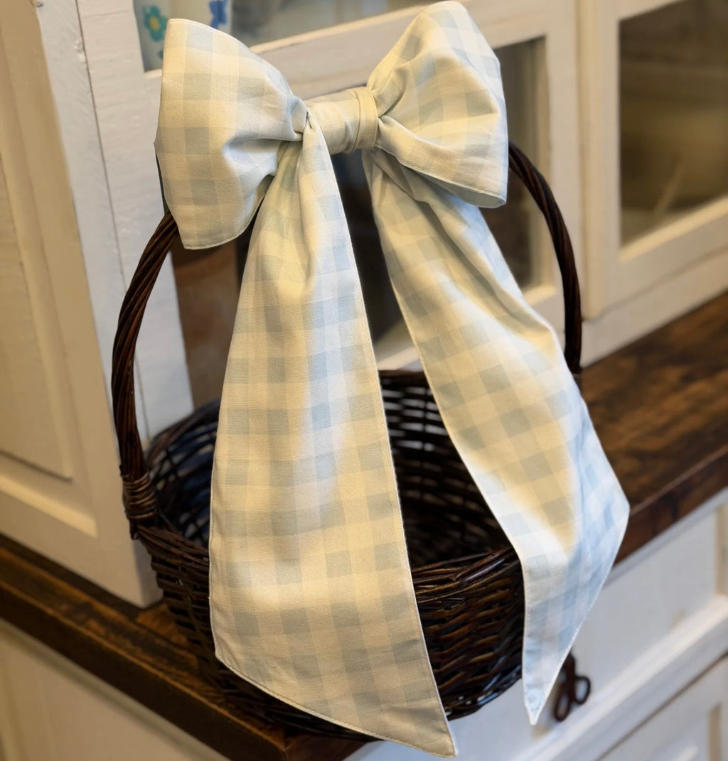 Pre-Order- ETA End of Feb.- Easter Gingham Basket Bow with Velcro