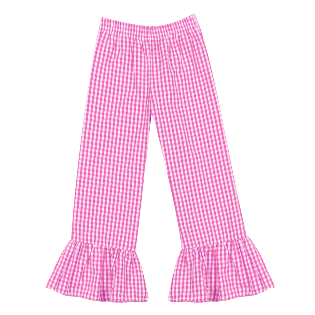 Girls Gingham Ruffle Pants