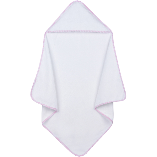 Infant Hooded Towel with Gingham Trim