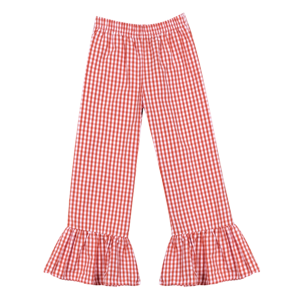 Girls Gingham Ruffle Pants