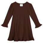 Girls Long Sleeve Empire Waist Ruffle Dress
