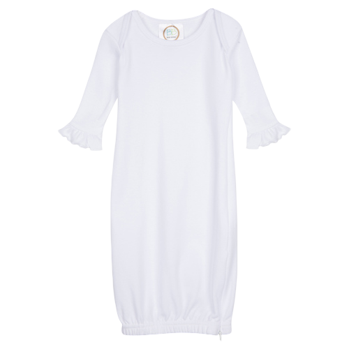 Girls Long Sleeve Ruffle Infant Gown with Hidden Zipper