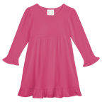 Girls Long Sleeve Empire Waist Ruffle Dress