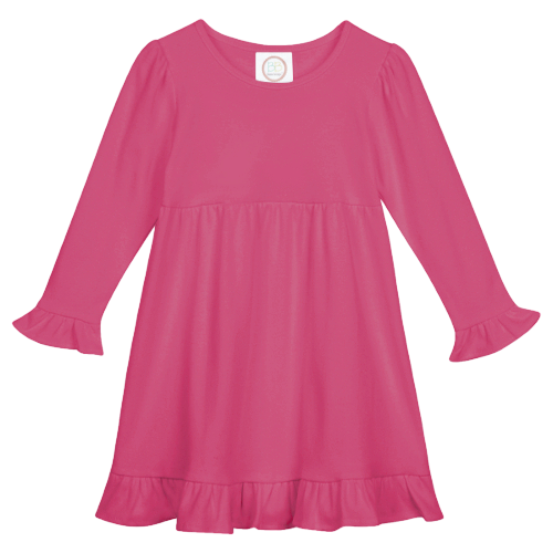 Girls Long Sleeve Empire Waist Ruffle Dress