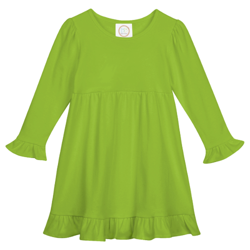 Girls Long Sleeve Empire Waist Ruffle Dress