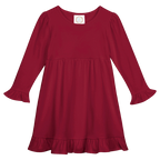 Girls Long Sleeve Empire Waist Ruffle Dress