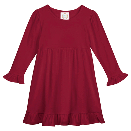 Girls Long Sleeve Empire Waist Ruffle Dress