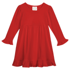 Girls Long Sleeve Empire Waist Ruffle Dress