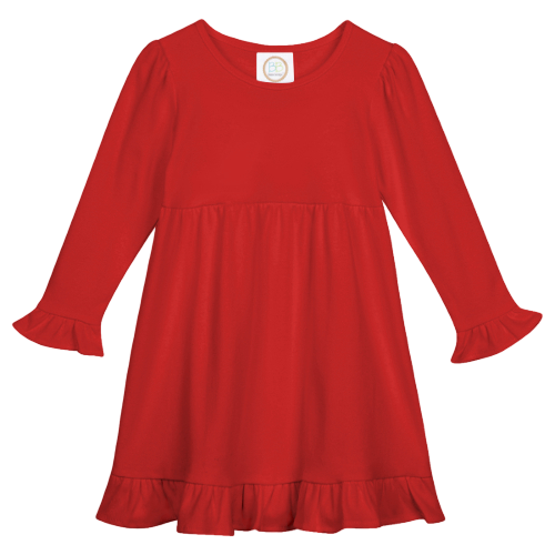 Girls Long Sleeve Empire Waist Ruffle Dress