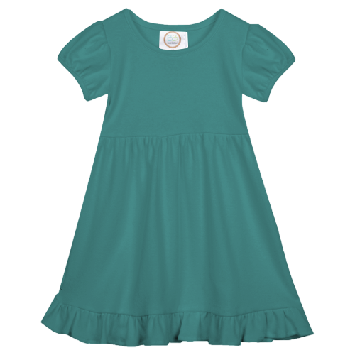 Girls Short Sleeve Empire Waist Ruffle Dress
