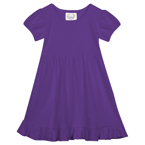 Girls Short Sleeve Empire Waist Ruffle Dress