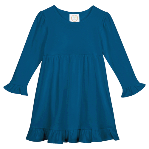 Girls Long Sleeve Empire Waist Ruffle Dress