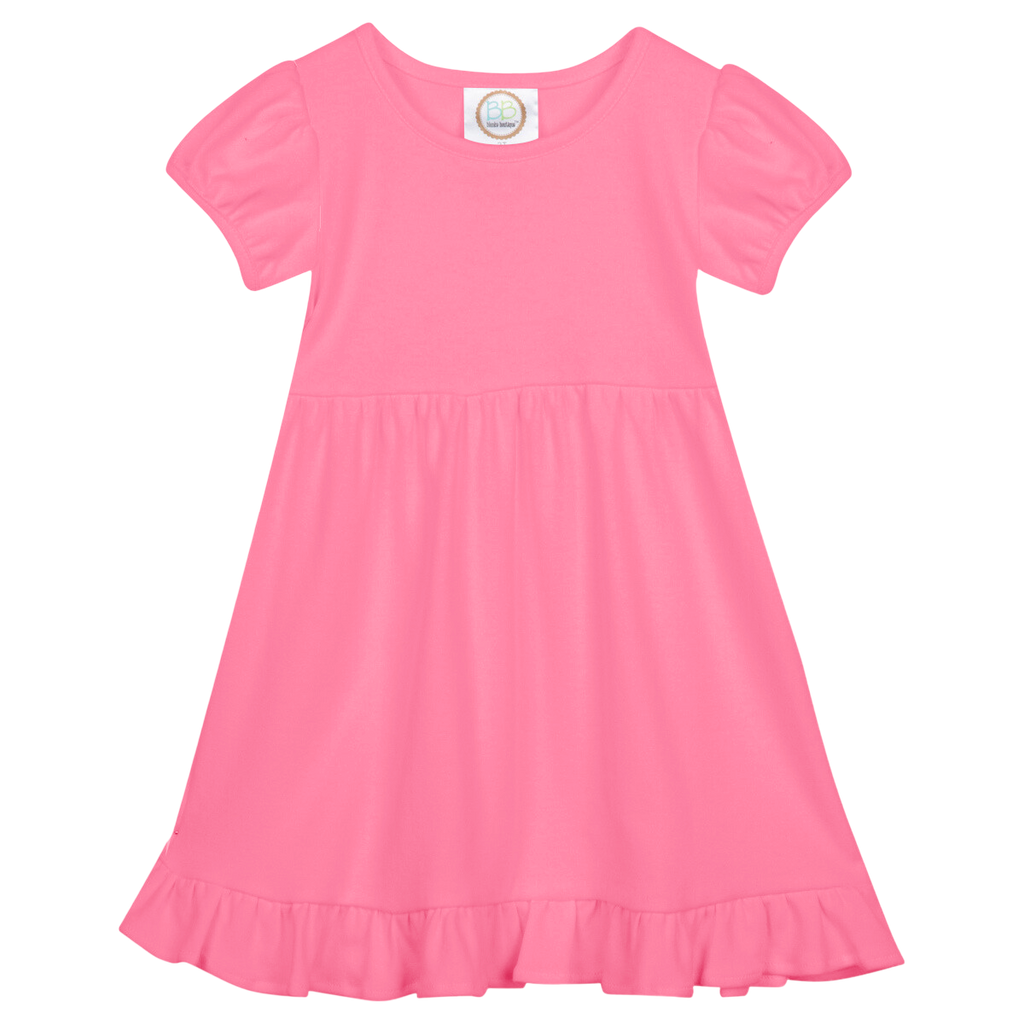 Girls Short Sleeve Empire Waist Ruffle Dress