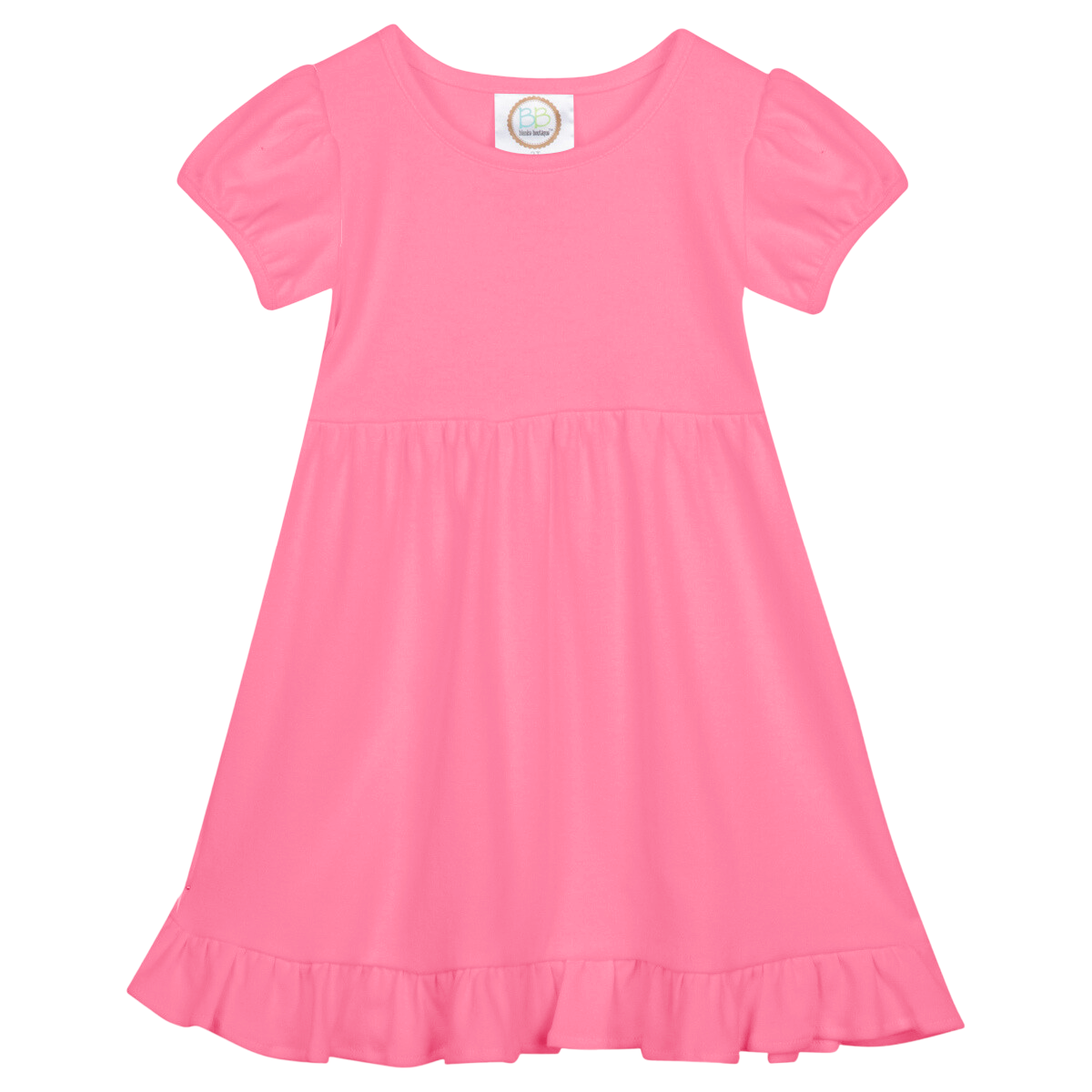 Girls Short Sleeve Empire Waist Ruffle Dress
