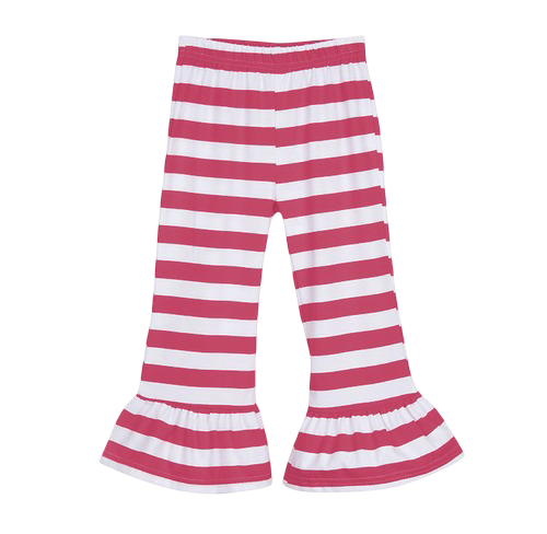 Girls Striped Ruffle Pants