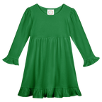 Girls Long Sleeve Empire Waist Ruffle Dress