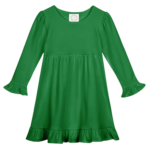 Girls Long Sleeve Empire Waist Ruffle Dress
