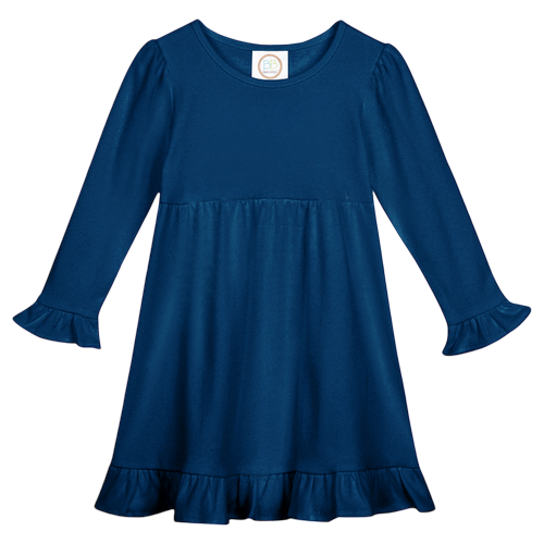 Girls Long Sleeve Empire Waist Ruffle Dress