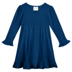 Girls Long Sleeve Empire Waist Ruffle Dress