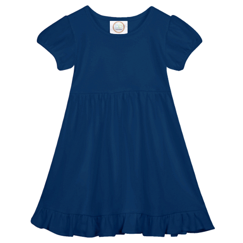 Girls Short Sleeve Empire Waist Ruffle Dress