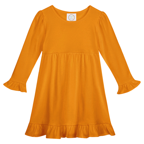 Girls Long Sleeve Empire Waist Ruffle Dress