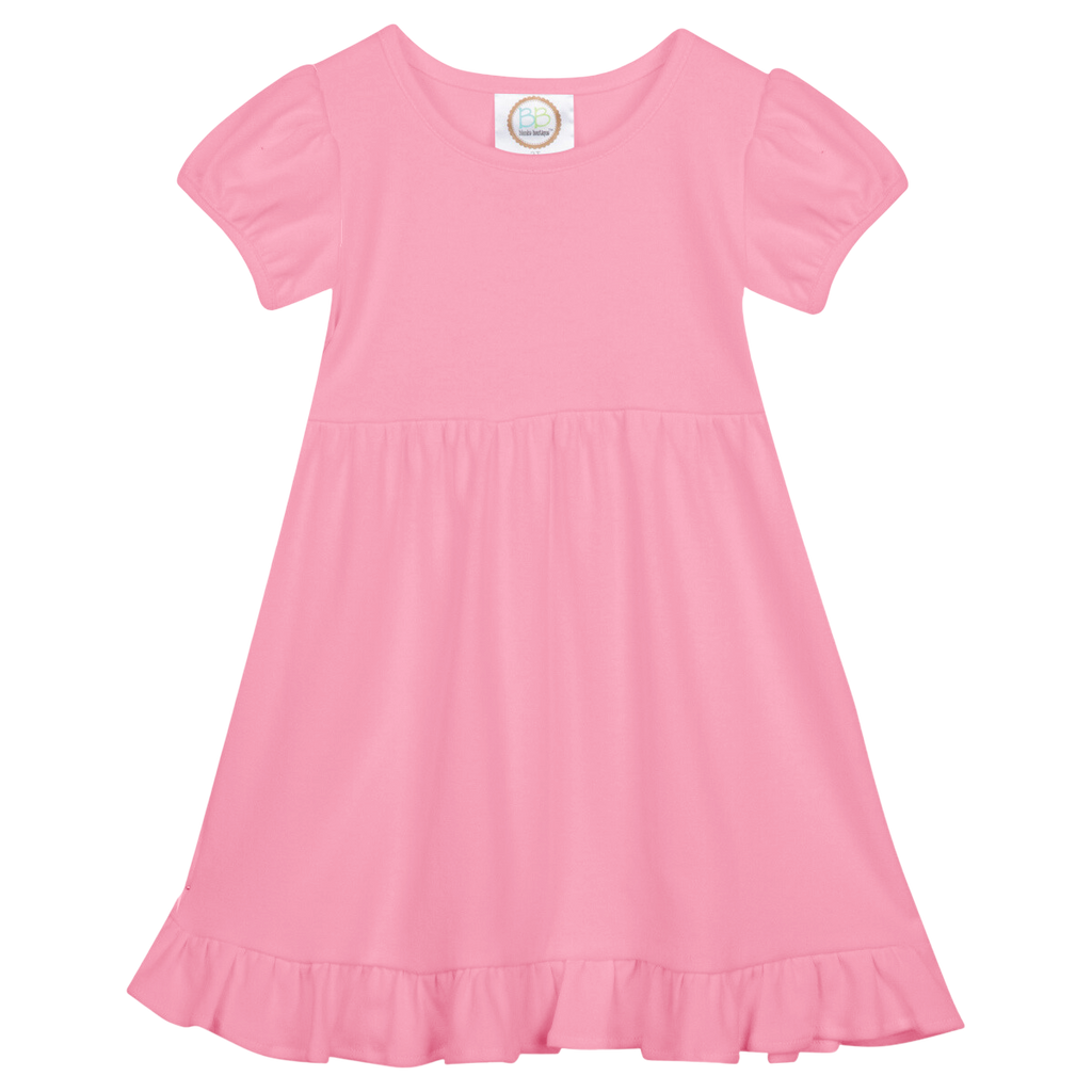 Girls Short Sleeve Empire Waist Ruffle Dress
