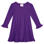 Girls Long Sleeve Empire Waist Ruffle Dress