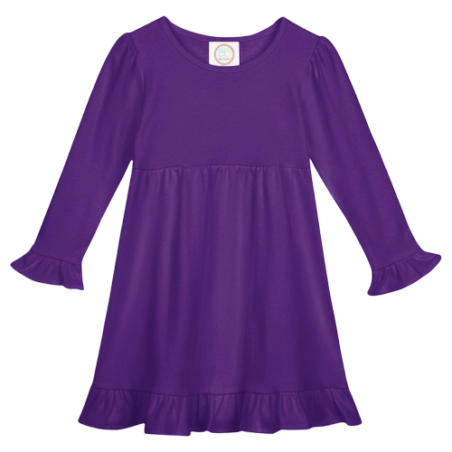 Girls Long Sleeve Empire Waist Ruffle Dress