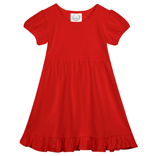 Girls Short Sleeve Empire Waist Ruffle Dress
