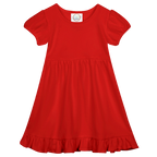 Girls Short Sleeve Empire Waist Ruffle Dress