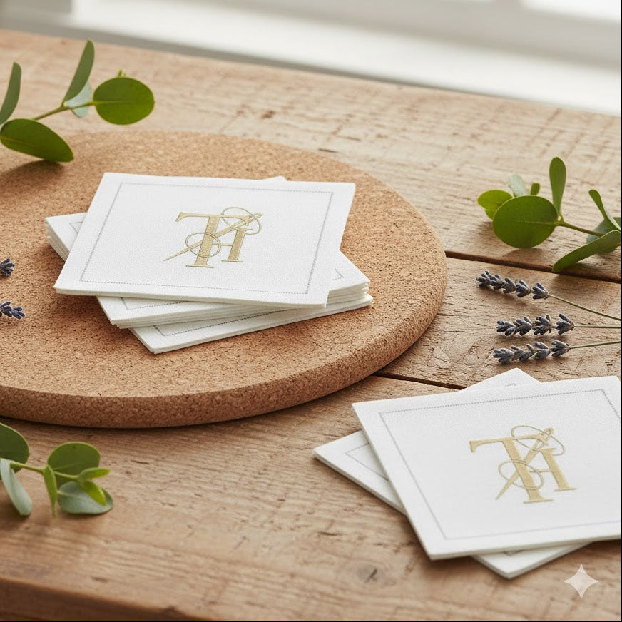 Classic Hemstitch Cotton Cocktail Napkins (Set of 25)